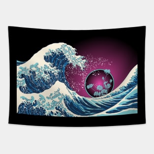 Great wave of peonies Tapestry