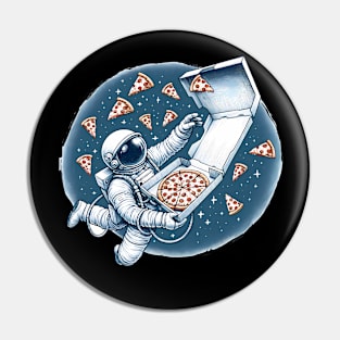 Astronaut in Space with Pizza, Love Eating Pin