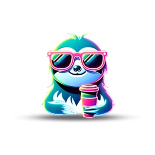 Chill & Sip: Neon Glow Sloth Coffee Mug T-Shirt