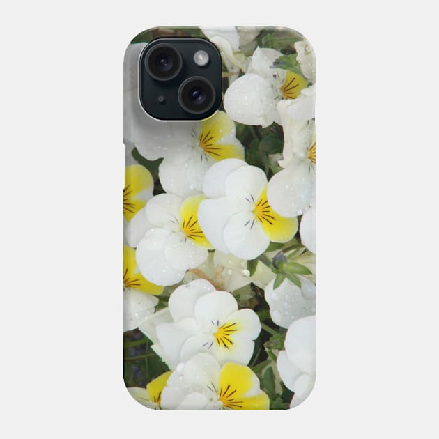 White Pansies After Rain Phone Case by ButterflyInTheAttic