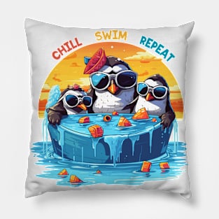 Penguins Pool Party Pillow