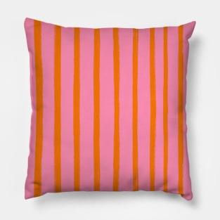 Pink and Orange Brushstroke Stripes Pillow