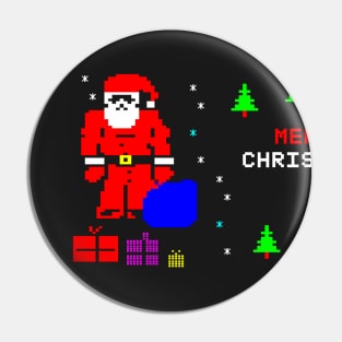 8 Bit Pixel Art Merry Christmas 8-bit Gifts Santa Claus Pin