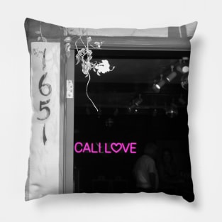 Cali Love Neon Sign in Darkened Bar Hot Pink Selective Coloring Pillow