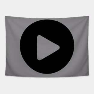 Play Button Black on White Tapestry