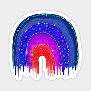 Chunky Painted Rainbow with Beads and Stitches | Cherie's Art(c)2022 Magnet