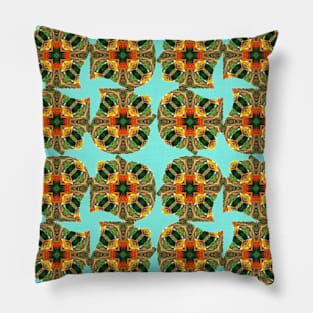 Canna flower pattern and human brain shape. Pillow