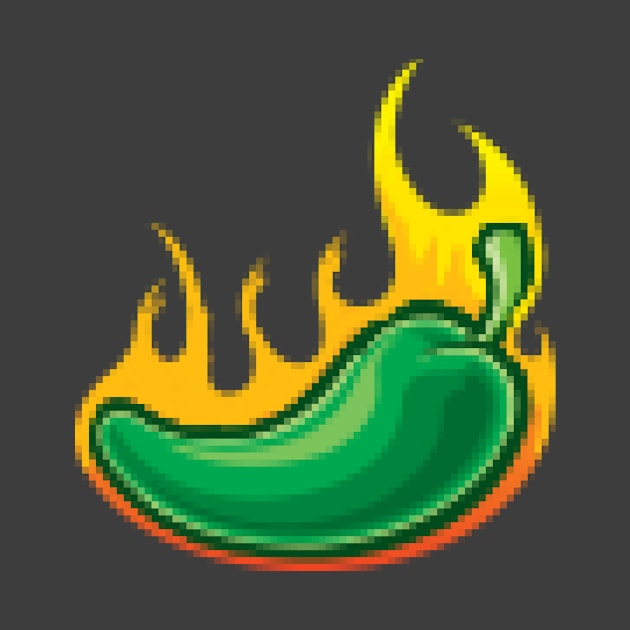 Jalapeno Pepper of Flaming Pixels for Hot Mexican Food Lover by PerttyShirty