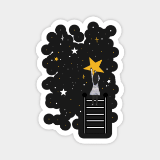 Magical Surreal Girl Reaching For The Stars Magnet