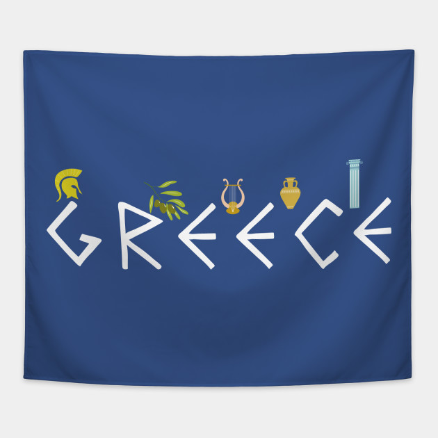 Greece Word Greece Tapestry Teepublic
