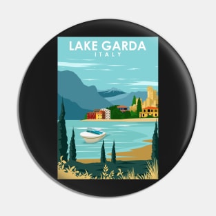 Lake Garda Italy Vintage Minimal Retro Travel Poster Pin