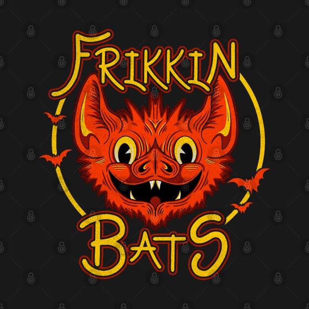 Frikkin Bats Orange by LeMae Macabre