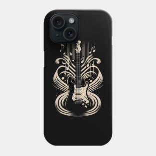 Sculpted Sound: Abstract Guitar Illustration with 3D Depth on Tee Phone Case