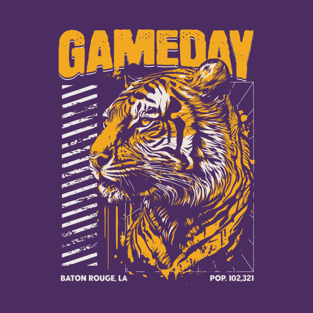 Vintage Gameday Tiger // Purple and Gold Awesome Tiger // Football Game Day by SLAG_Creative