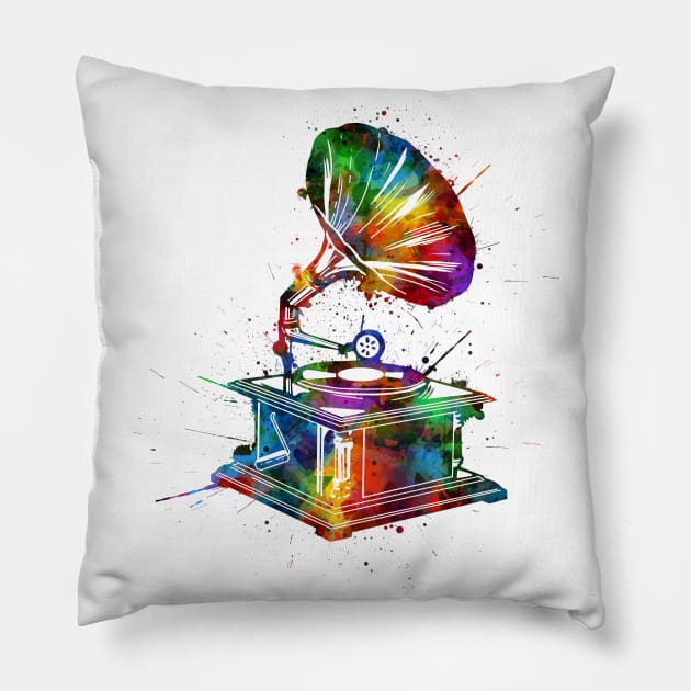 turntable colorful Pillow by BekimART