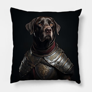 Stalwart Chocolate Labrador Retriever - Medieval English Knight Pillow