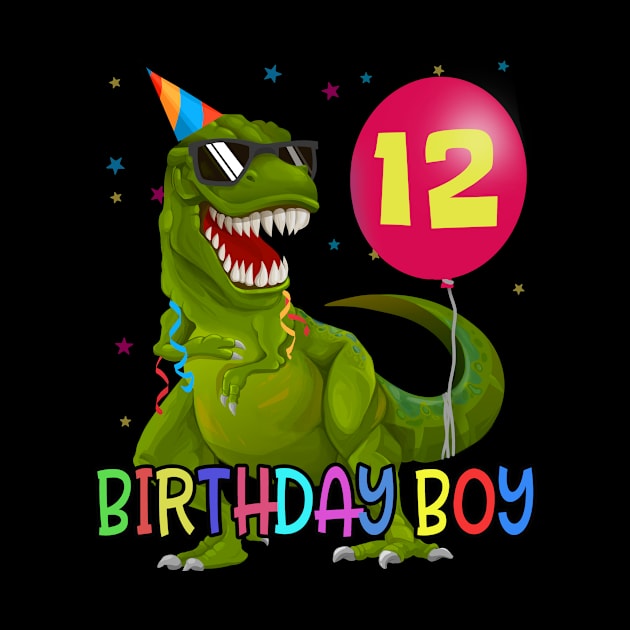 12 Yrs Boy Shirt T-Rex Dino Boy 12th birthday Party by ELFEINHALB