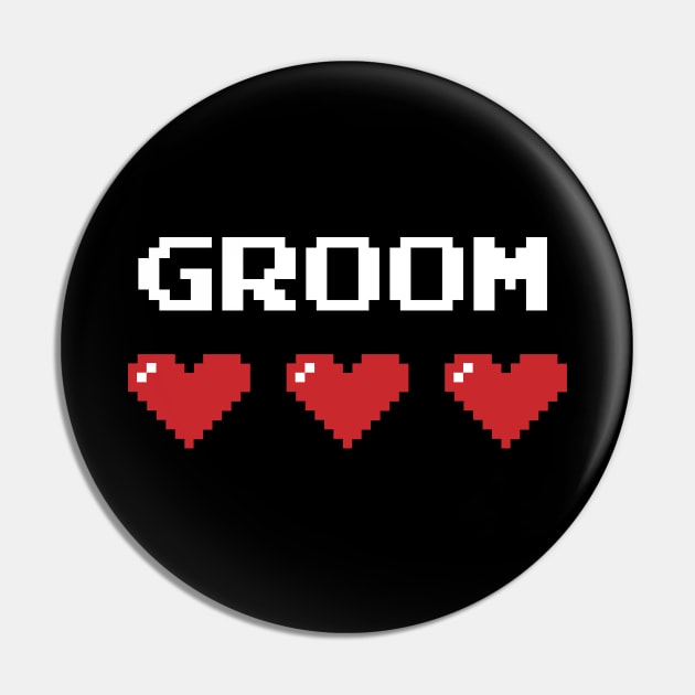 Groom Pixel Heart Pin by fishbiscuit