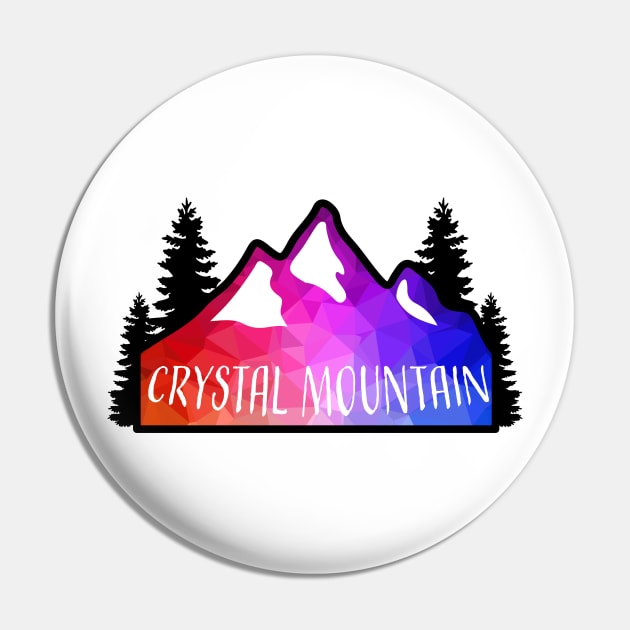 Geometric Colorful Mountain Crystal Mountain, Washington Pin by KlehmInTime