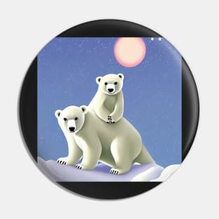 Cute polar bear family Pin
