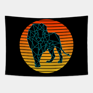 Vintage Sunset Lion Futuristic 3D Videogame Tapestry