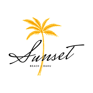 Sunset Beach, Oahu Minimal Vintage Style Beachwear T-Shirt