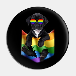 Pitbull In Pocket LGBT Pride Flag For Dog Lovers Pin