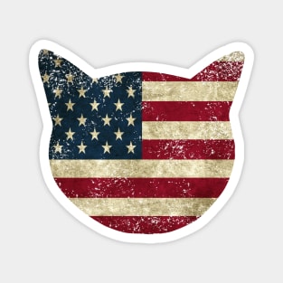 American Flag Cat Head Magnet