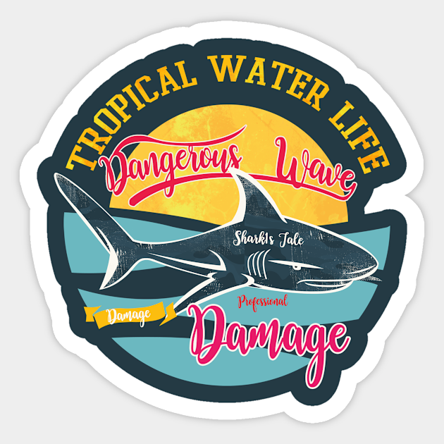 Wild Shark Illustration Typography - Shark Lover - Sticker