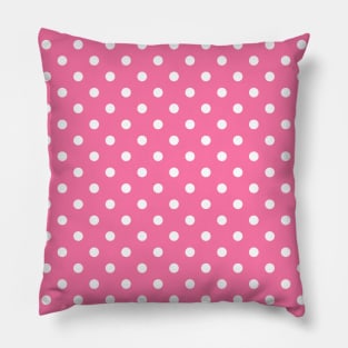 Pink and White Polka Dots Pattern Pillow