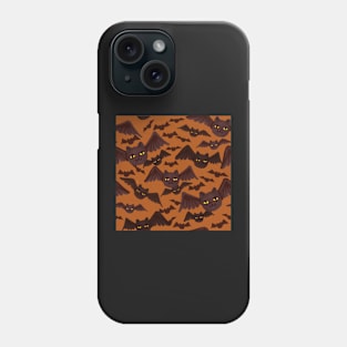 spooky halloween pattern with lots of cat-bats orange Phone Case