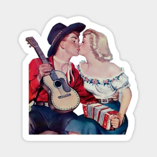 Valentine's day country couple kissing and making music Magnet