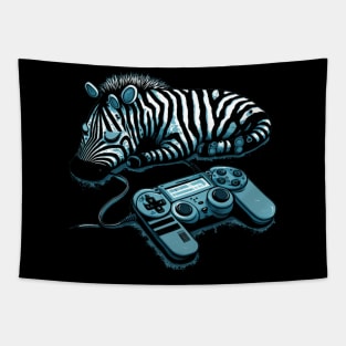 Sleeping by Day Gaming by Night - Zebra gamer Tapestry