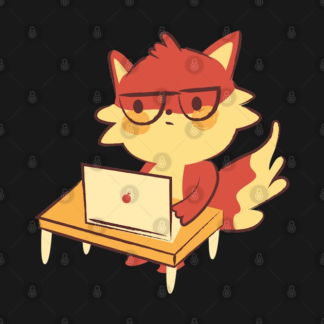 Cute Fox using the laptop by Sticker deck