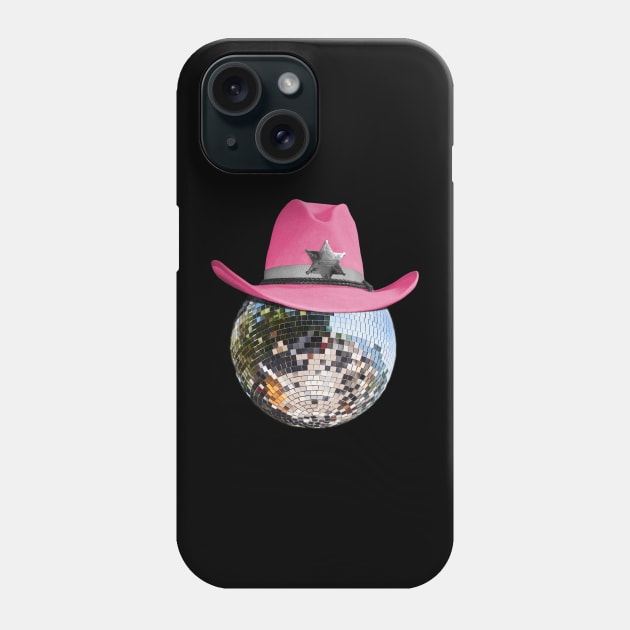 Disco Ball Wearing Pink Cowboy Hat Club Retro Phone Case by Random Galaxy