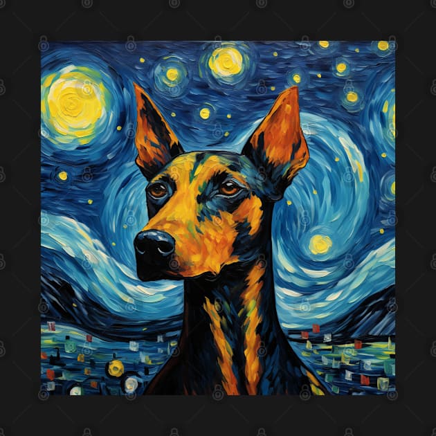 German Pinscher dog painted in Van Gogh style by NatashaCuteShop