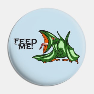 Hungry Green Flying Dinosaur Pin