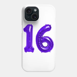 Purple 16th Birthday Metallic Helium Balloons Numbers Phone Case