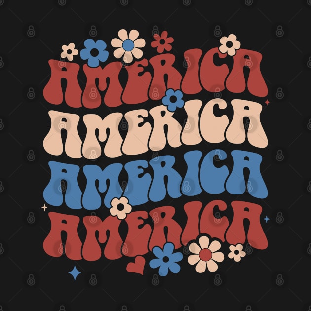 american groovy 4th july America retro patriotic USA by BramCrye