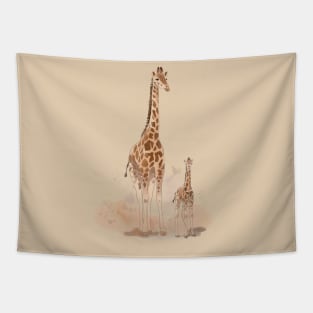 Mom giraffe with baby Tapestry