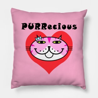 PURRecious - pink stripe Pillow