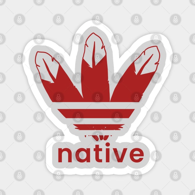 Native American 3 Feathers Design Dark Red Magnet by Eyanosa