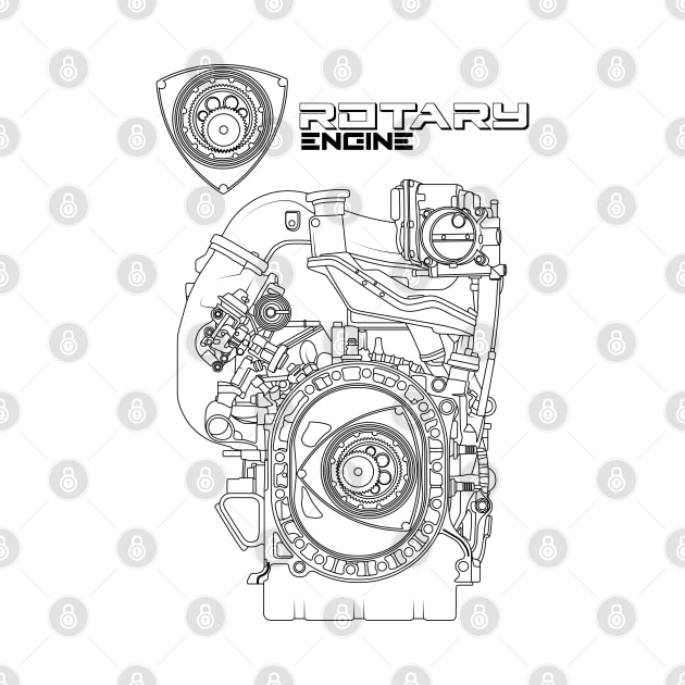 Mazda RX-7 FC FD RX-8 engine Vankel rotary engine blueprint text by dygus