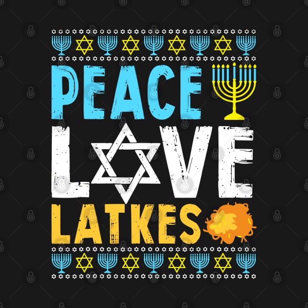 Love Peace Latkes Hanukkah Chanukah Jewish by rhazi mode plagget