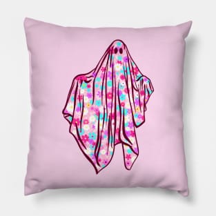 Groovy Retro Floral Ghost Pillow