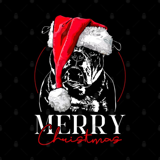 Santa Olde English Bulldog Merry Christmas dog by wilsigns