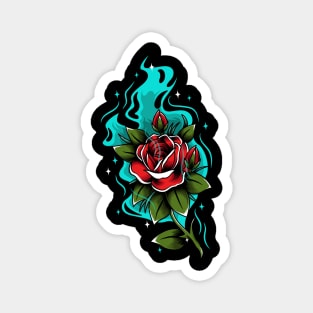 oldschool roses with modern coloring style Magnet