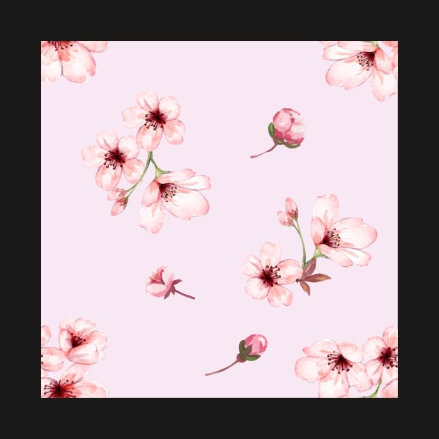 Cherry blossoms in pink background by DiorelleDesigns