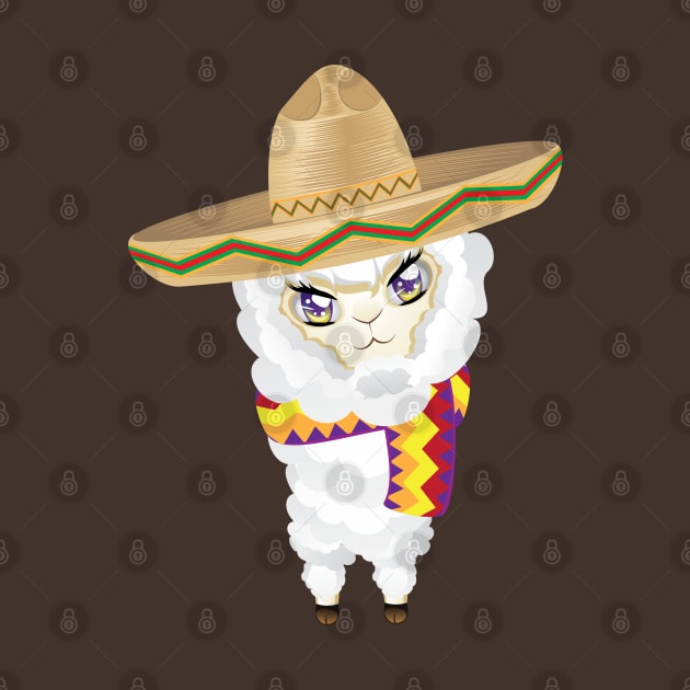 Cute little alpaca in sombrero by AnnArtshock