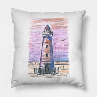 Lighthouse in oil pastel Pillow